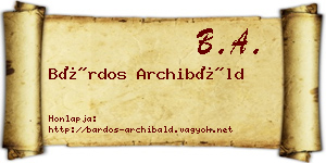 Bárdos Archibáld névjegykártya